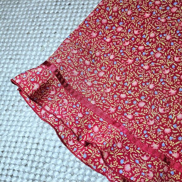 Vintage 90s Express Red Floral Midi Skirt - Picture 3 of 6